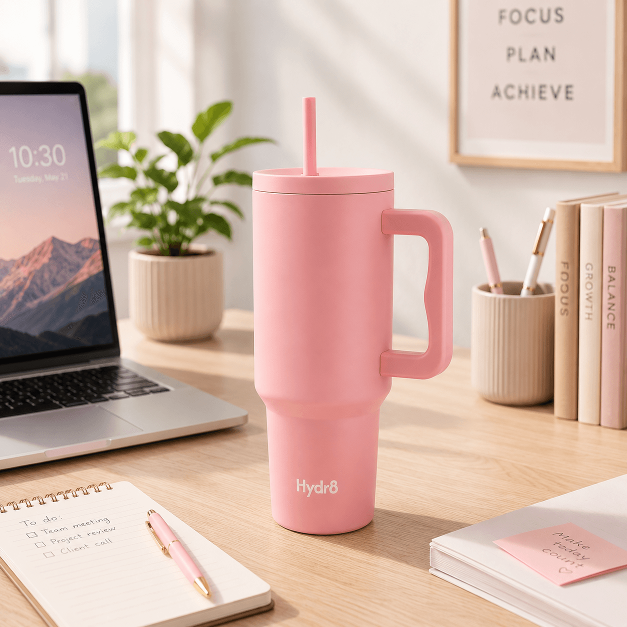 Hydrated 1200 ML HEAVY DUTY TUMBLER WITH STRAW (PINK)